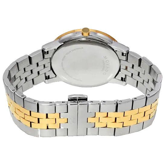 Movado Men’s Swiss Made Quartz Two Tone Yellow Gold Stainless Steel Black Dial 40mm Watch 0607200