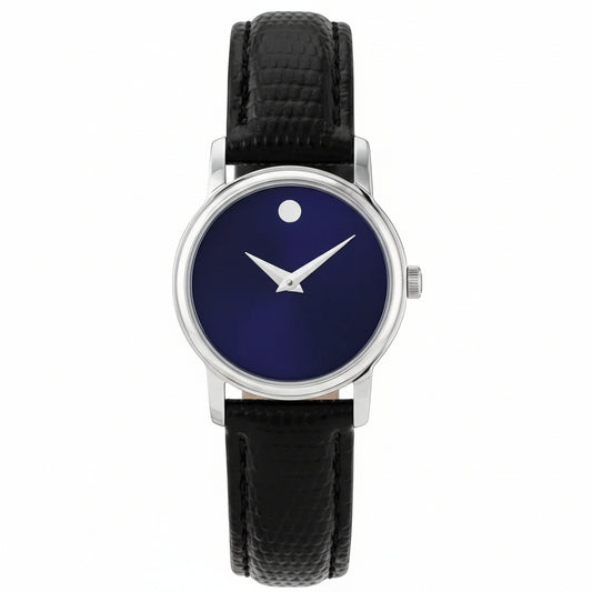 Movado Women's Swiss Made Quartz Silver Stainless Steel  Blue Dial 27mm Strap Watch 2100010