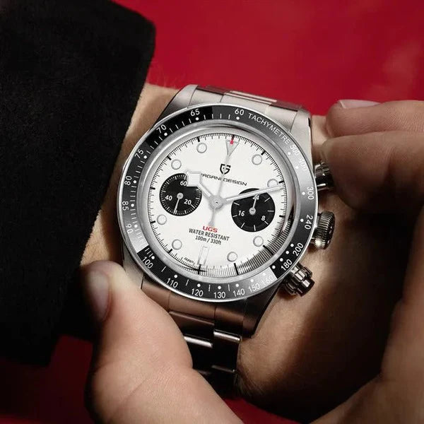 PAGANI DESIGN MEN'S WATCH CHRONOGRAPH STAINLESS STEEL VK64 QUARTZ WHITE DAIL WATCH SKU-1718