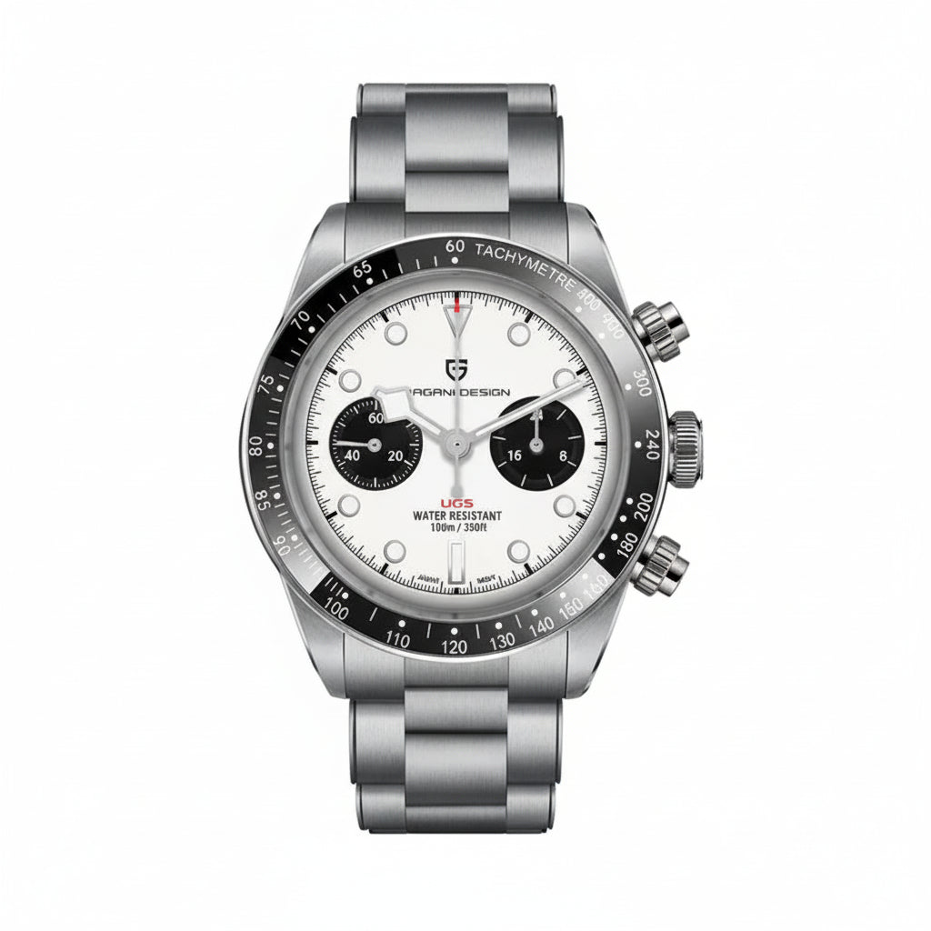 PAGANI DESIGN MEN'S WATCH CHRONOGRAPH STAINLESS STEEL VK64 QUARTZ WHITE DAIL WATCH SKU-1718