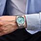 PAGANI DESIGN MEN'S NEW MODEL 2025 SILVER STAINLESS STEEL WITH ICE BLUE DAIL CHAIN WATCH AUTOMATIC SKU-YS027