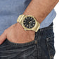 Ferragamo Men’s Swiss Made Quartz Gold Stainless Steel Black Dial 44mm Watch SFHY00821