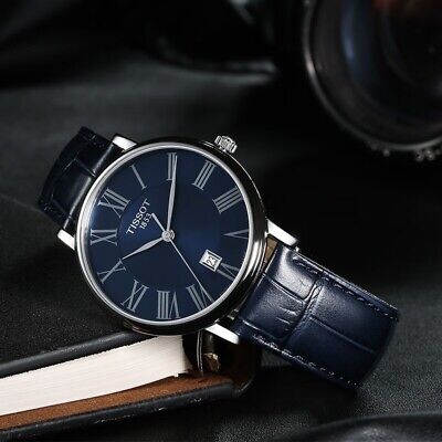 TISSOT Men’s Quartz Swiss Made Leather Strap Blue Dial 40mm Watch T122.410.16.043.00