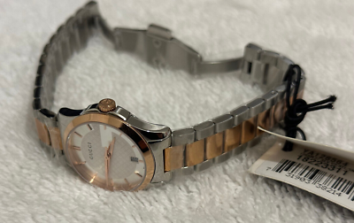Gucci Women’s Swiss Made Quartz Stainless Steel Silver Dial 27mm Watch YA126564