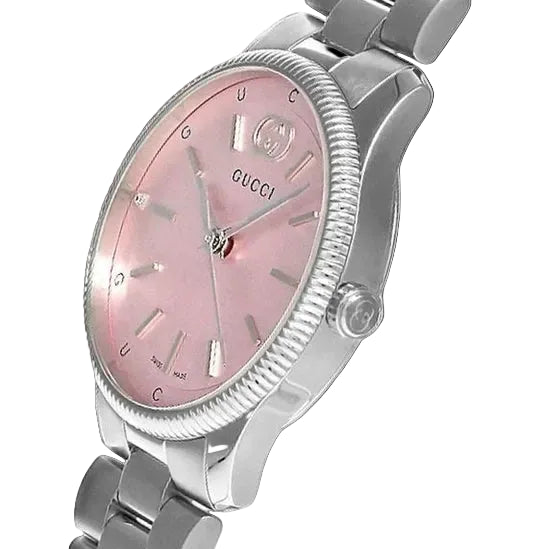 Gucci Women’s Swiss Made Quartz Silver Stainless Steel Pink Dail 29mm Watch YA1265061