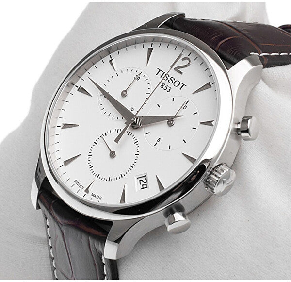 TISSOT Men’s Quartz Swiss Made Brown Leather Strap White Dial 42mm Watch T063.617.16.037.00