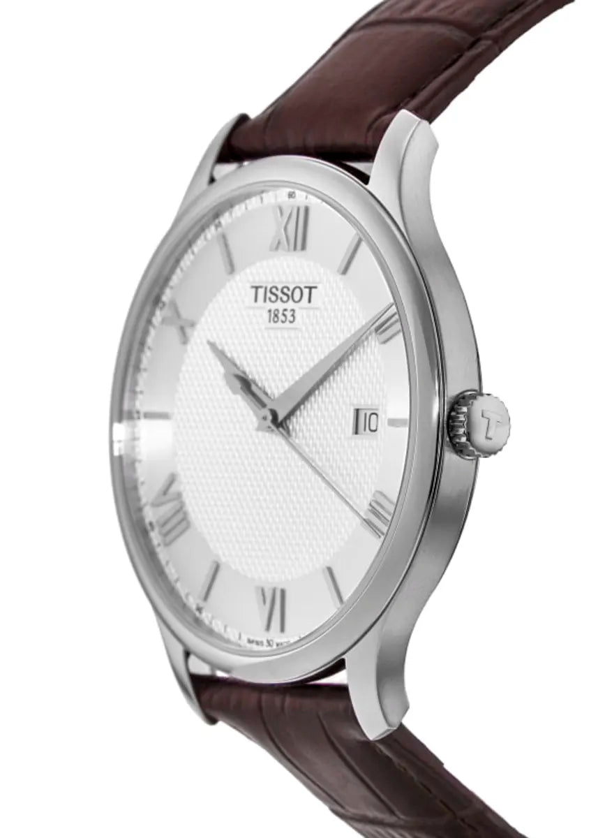 TISSOT Men’s Quartz Swiss Made Brown Leather Strap Silver Dial 42mm Watch T063.610.16.038.00