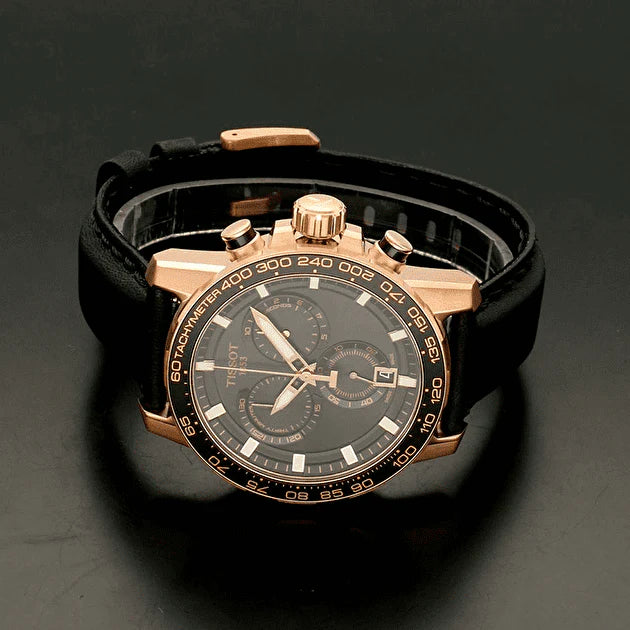 TISSOT Men’s Swiss Made Quartz Black Leather Strap Black Dial 45mm Watch T125.617.36.051.00