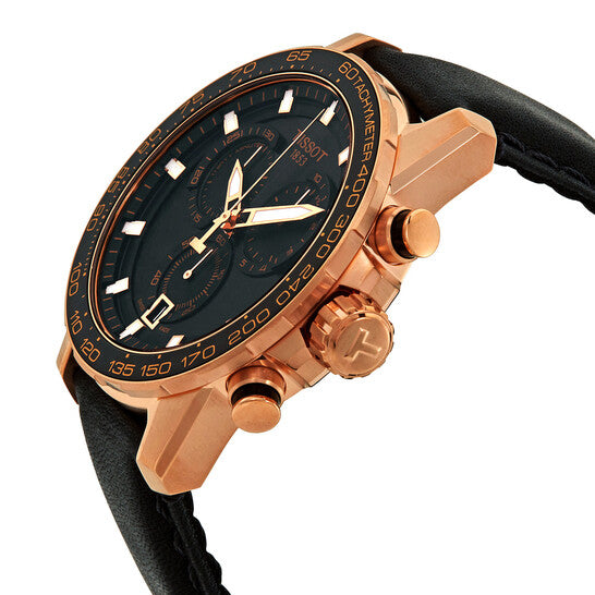 TISSOT Men’s Swiss Made Quartz Black Leather Strap Black Dial 45mm Watch T125.617.36.051.00