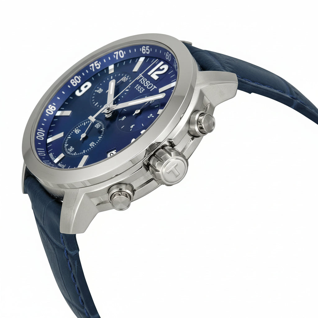 TISSOT Men’s Quartz Swiss Made Blue Leather Strap Blue Dial 42mm Watch T055.417.16.047.00