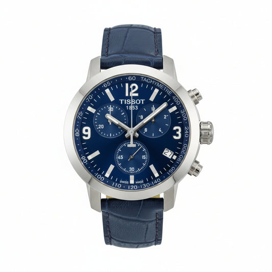 TISSOT Men’s Quartz Swiss Made Blue Leather Strap Blue Dial 42mm Watch T055.417.16.047.00
