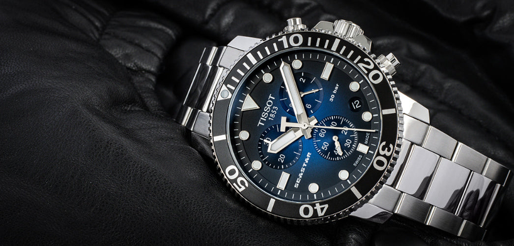 TISSOT Men’s Quartz Swiss Made Silver Stainless Steel Blue Gradient Dial 45mm Watch T120.417.11.041.01