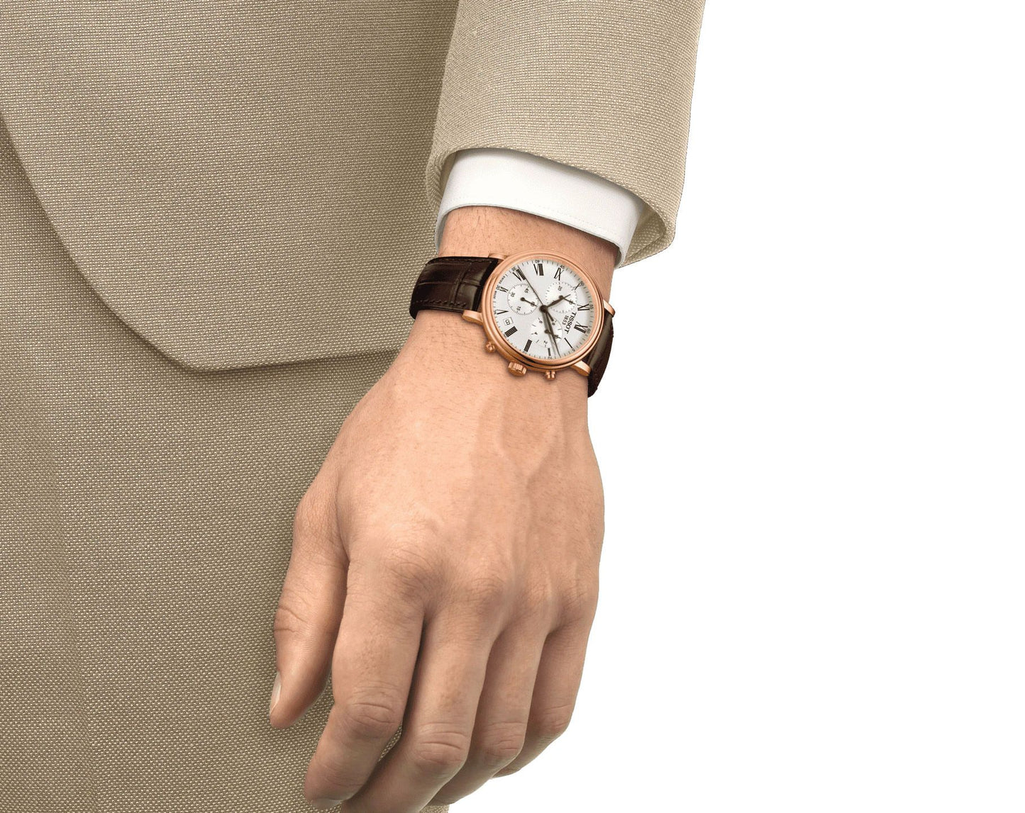 TISSOT Men’s Quartz Swiss Made Brown Leather Strap Silver Dial 41mm Watch T122.417.36.033.00