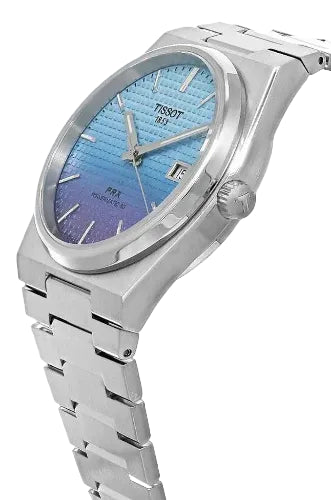 TISSOT PRX Men’s Swiss Made Powermatic Silver Stainless Steel Ice-Blue-Chameleon Dial 40mm Watch T137.407.11.351.01
