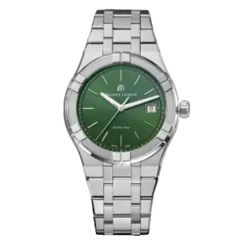 Maurice Lacroix Men’s Quartz Swiss Made Silver Stainless Steel Green Dial 40mm Watch AI1108-SS002-630-1