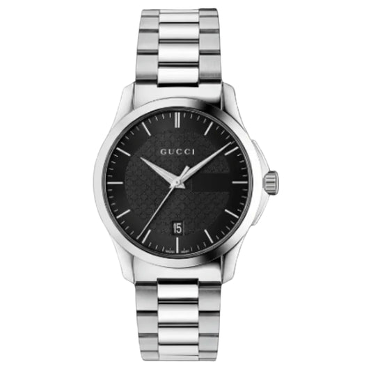 Gucci Unisex Swiss Made Quartz Stainless Steel Black Dial 38mm Watch YA126457