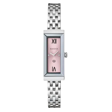 Gucci G-fram Women's Swiss Made Quartz Silver Stainless Steel With Pink Dail 34mm Watch YA127516