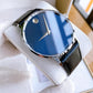 Movado Men’s Swiss Made Quartz Black Leather Strap Blue Dial 40mm Watch 0607313
