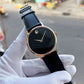 Movado Men’s Swiss Made Quartz Rose Gold Black Leather Strap Black Dial 40mm Watch 0607315