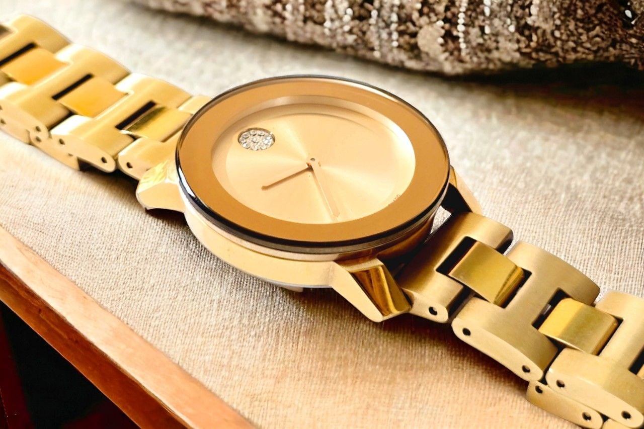 Movado Women’s Swiss Made Quartz Gold Stainless Steel Gold Dial 36mm Watch 3600104
