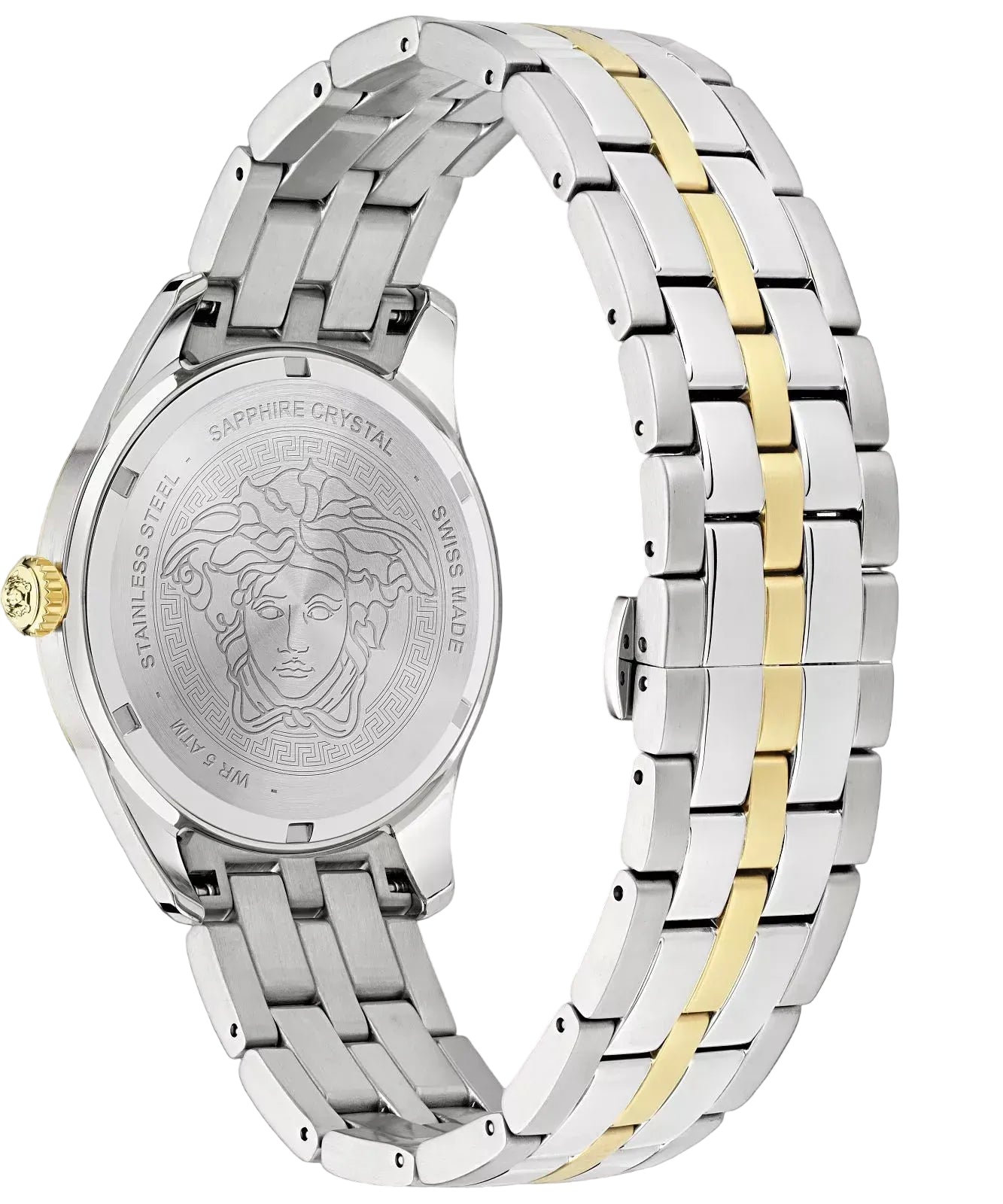 Versace Men’s GMT GRECA Quartz Swiss Made Two Tone Stainless Steel Green Dial 41mm Watch VE7C00623