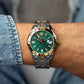Versace Men’s GMT GRECA Quartz Swiss Made Two Tone Stainless Steel Green Dial 41mm Watch VE7C00623