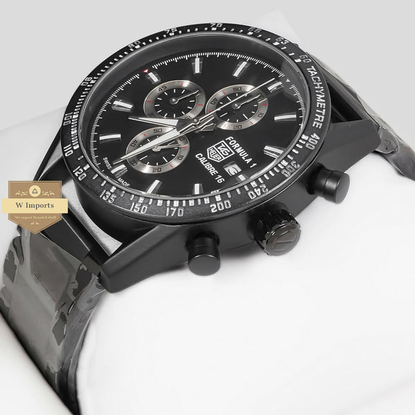 LATEST COLLECTION CHRONOGRAPH ALL BLACK STAINLESS STEEL WATCH