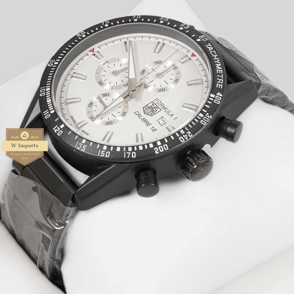 LATEST COLLECTION CHRONOGRAPH BLACK STAINLESS STEEL WITH WHITE DIAL