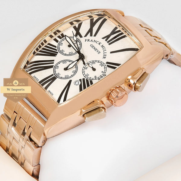 Latest Collection Chronograph Geneve Rose Gold With White Dial Chain Watch