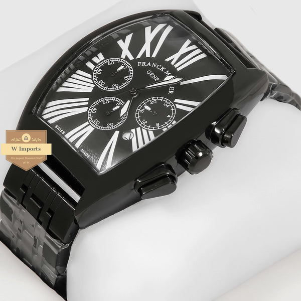 Latest Collection Chronograph Geneve All Black With Dial & White Roman Numeral