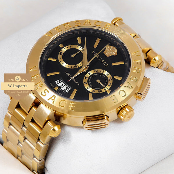 Latest Collection Chronograph Yellow Gold With Black Dial Stainless Steel