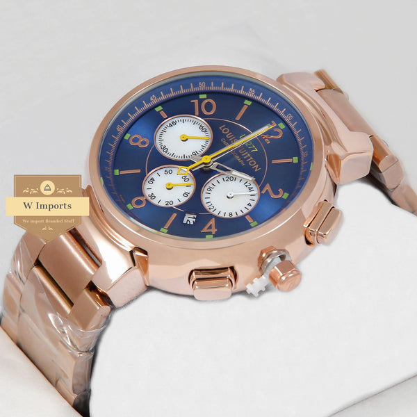 Latest Collection Chronograph Rose Gold With Blue Dial