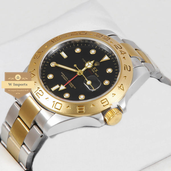 Latest Collection Two Tone Yellow Gold With Black Dial Stainless Steel Watch