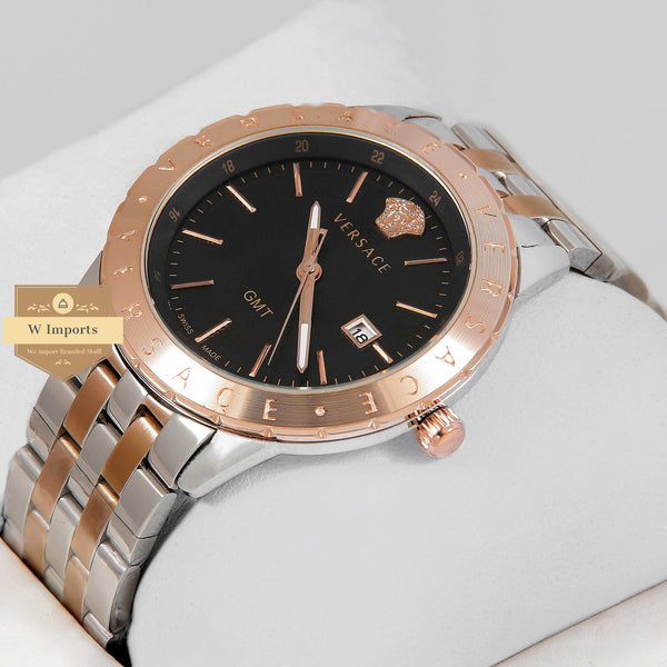 Latest Collection Two Tone Rose Gold With Black Dial Watch