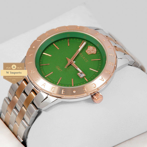 Latest Collection Two Tone Rose Gold With Green Dial Watch