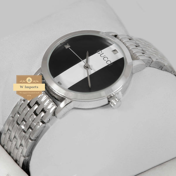 Latest Collection Silver With Black & White Dial Ladies Watch