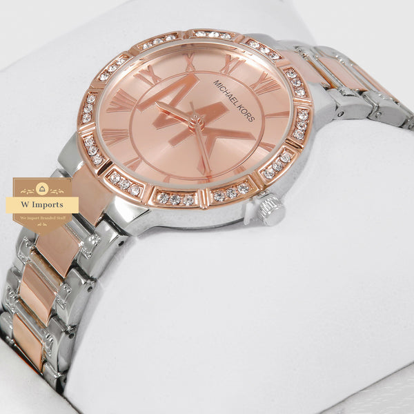 oos Latest Collection Two Tone Rose Gold With Dial Stone Bezel Ladies Watch