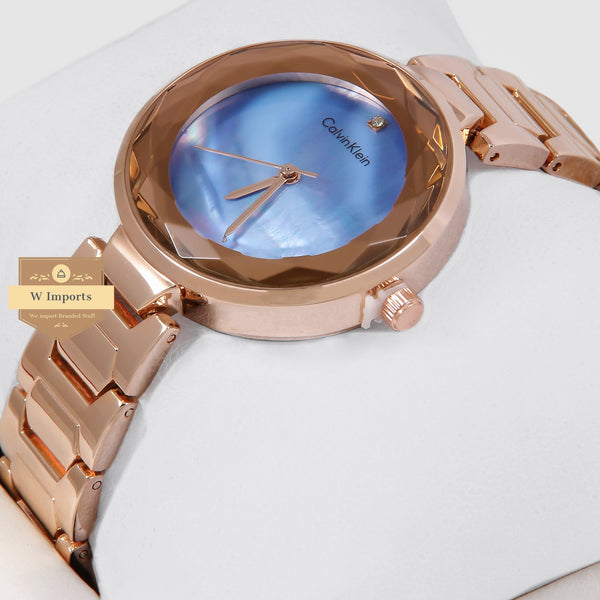 Latest Collection Rose Gold With Blue Dial Ladies Watch