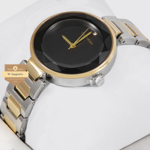 Latest Collection Two Tone Yellow Gold & Silver With black Dial Ladies Watch