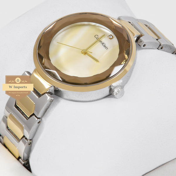 Latest Collection Two Tone Yellow Gold & Silver With Golden Dial Ladies Watch