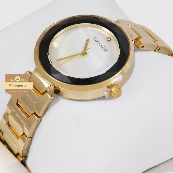 Latest Collection Yellow Gold With white Dial Ladies Watch