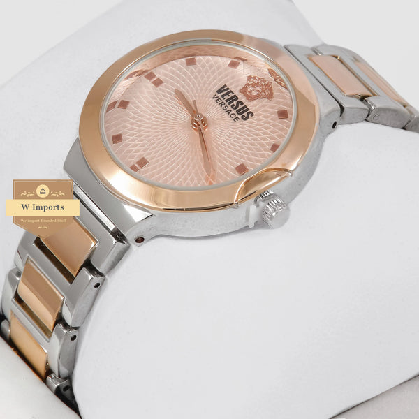 Latest Collection Two Tone Silver & Rose Gold  With Dial Ladies Watch