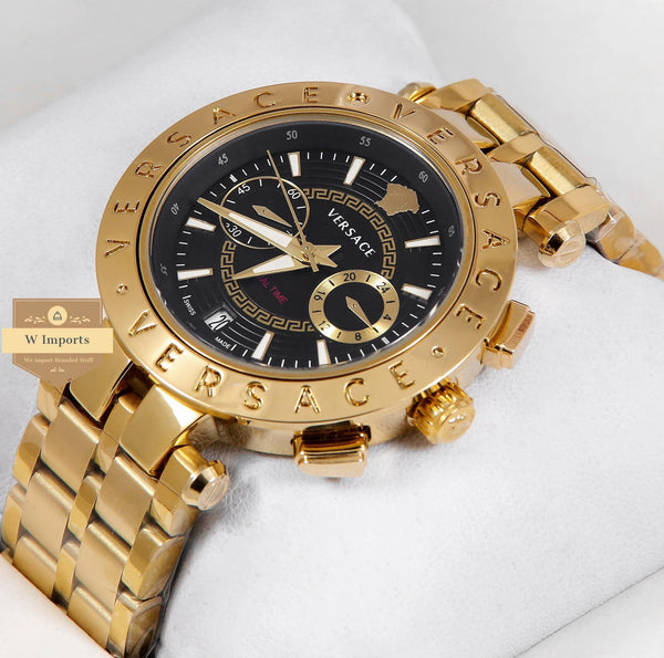 OOS Latest Collection Chronograph Yellow Gold With Black Dial