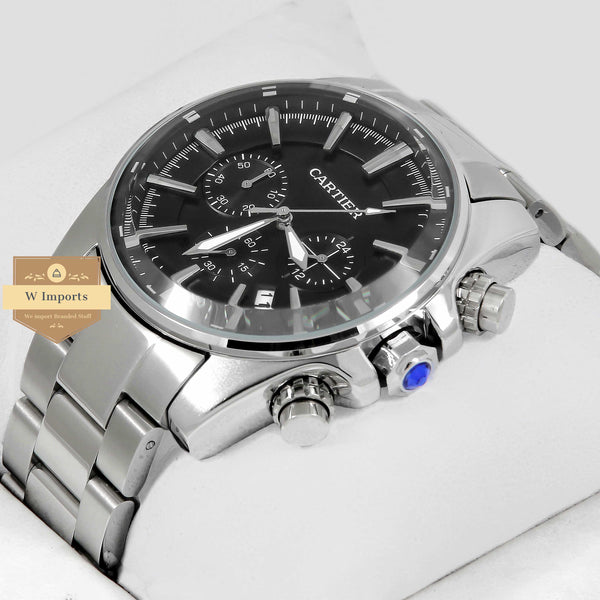 OOS Latest Collection Silver With Black Dial Chronograph Watch