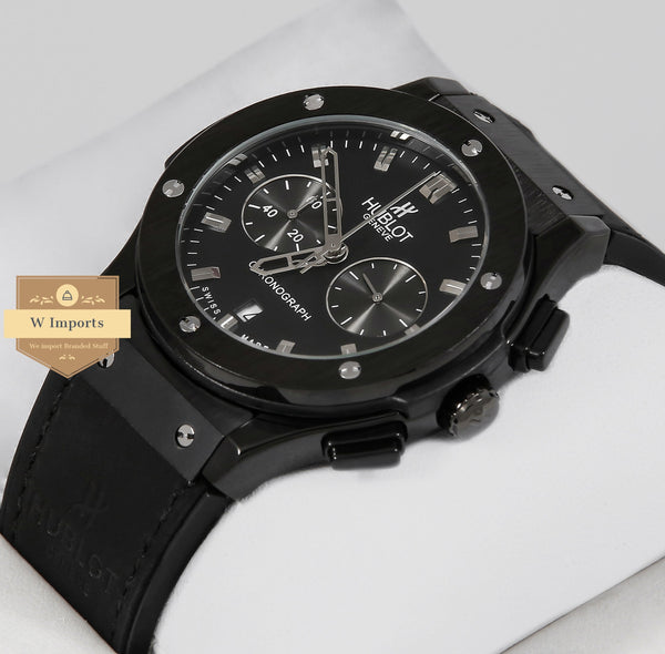 Latest Collection Chronograph All Black With Silver Index & Black Velvet Strap