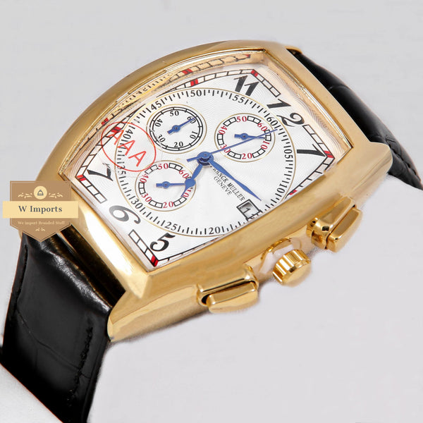 oos Latest Collection Chronograph Yellow Gold Case With White Dial