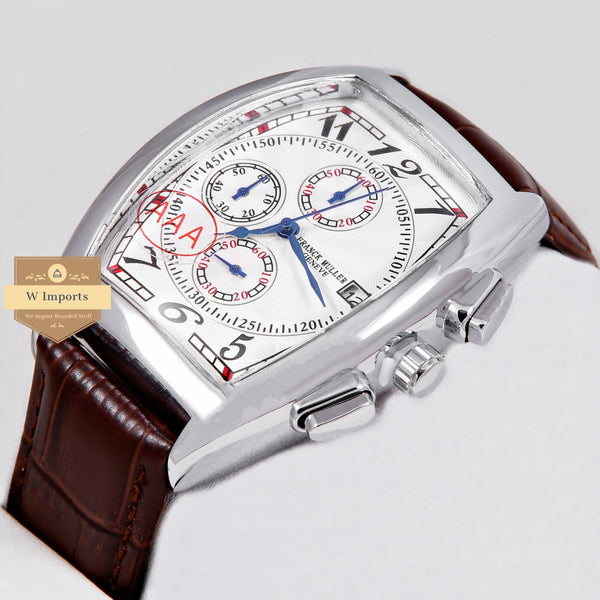 oos Latest Collection Chronograph Silver Case With Brown Leather Strap