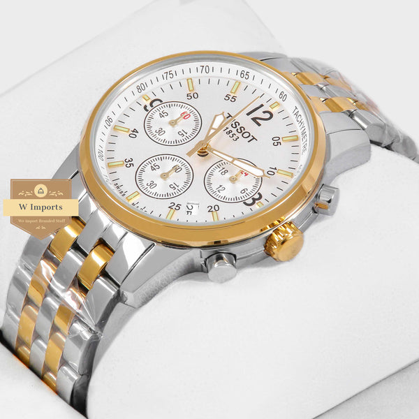 Latest Collection Chronograph Two Tone Yellow Gold With White Dial