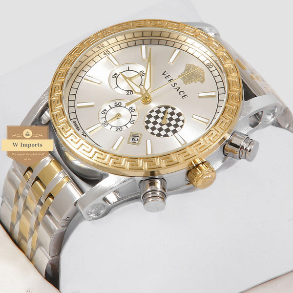 Latest Collection Chronograph Two Tone Yellow Gold With White Dial