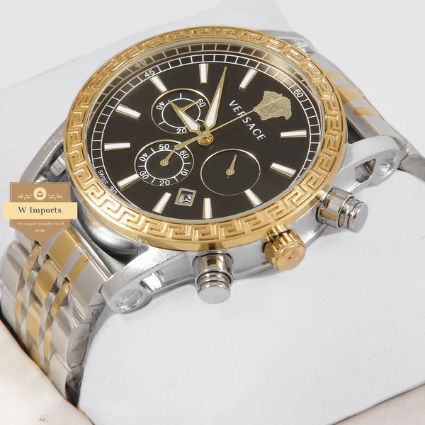 Latest Collection Chronograph Two Tone Yellow Gold With Black Dial